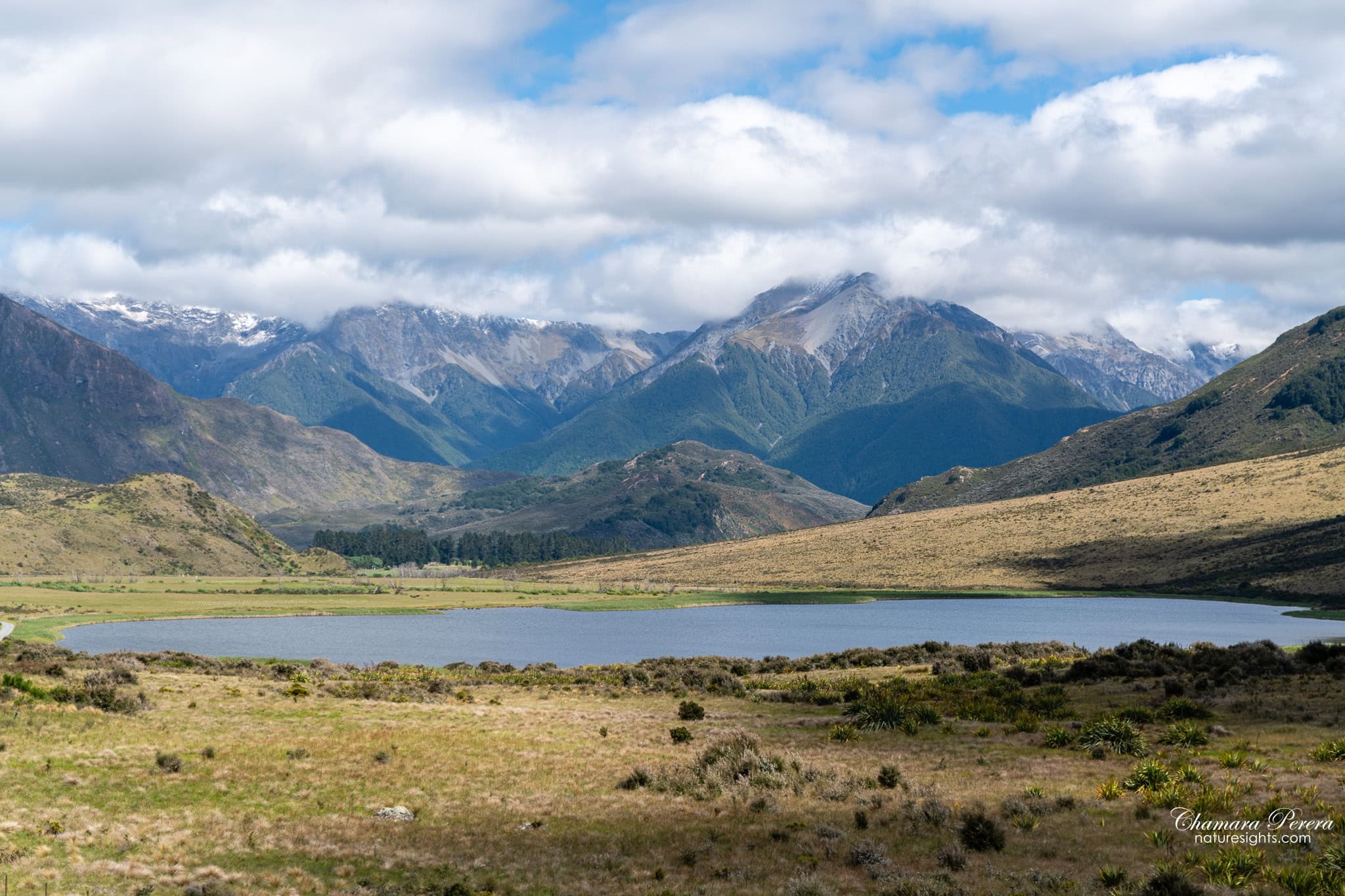 Alpine lake surrounded by Southern Alps TranzAlpine New Zealand