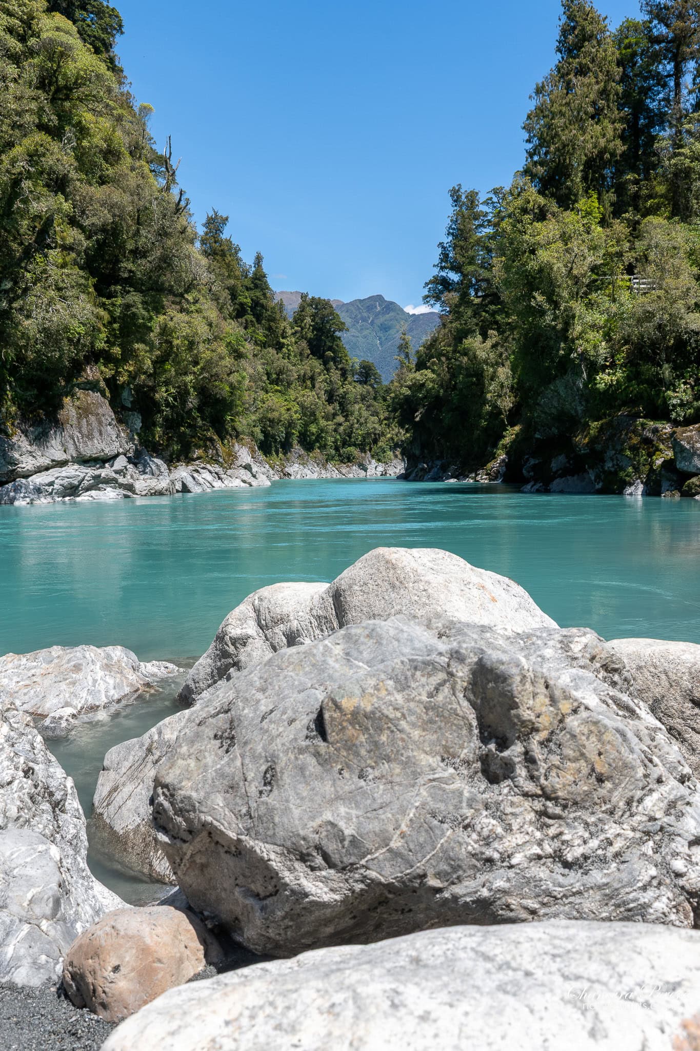 white greywacke boulders at Hokitika Gorge New Zealand