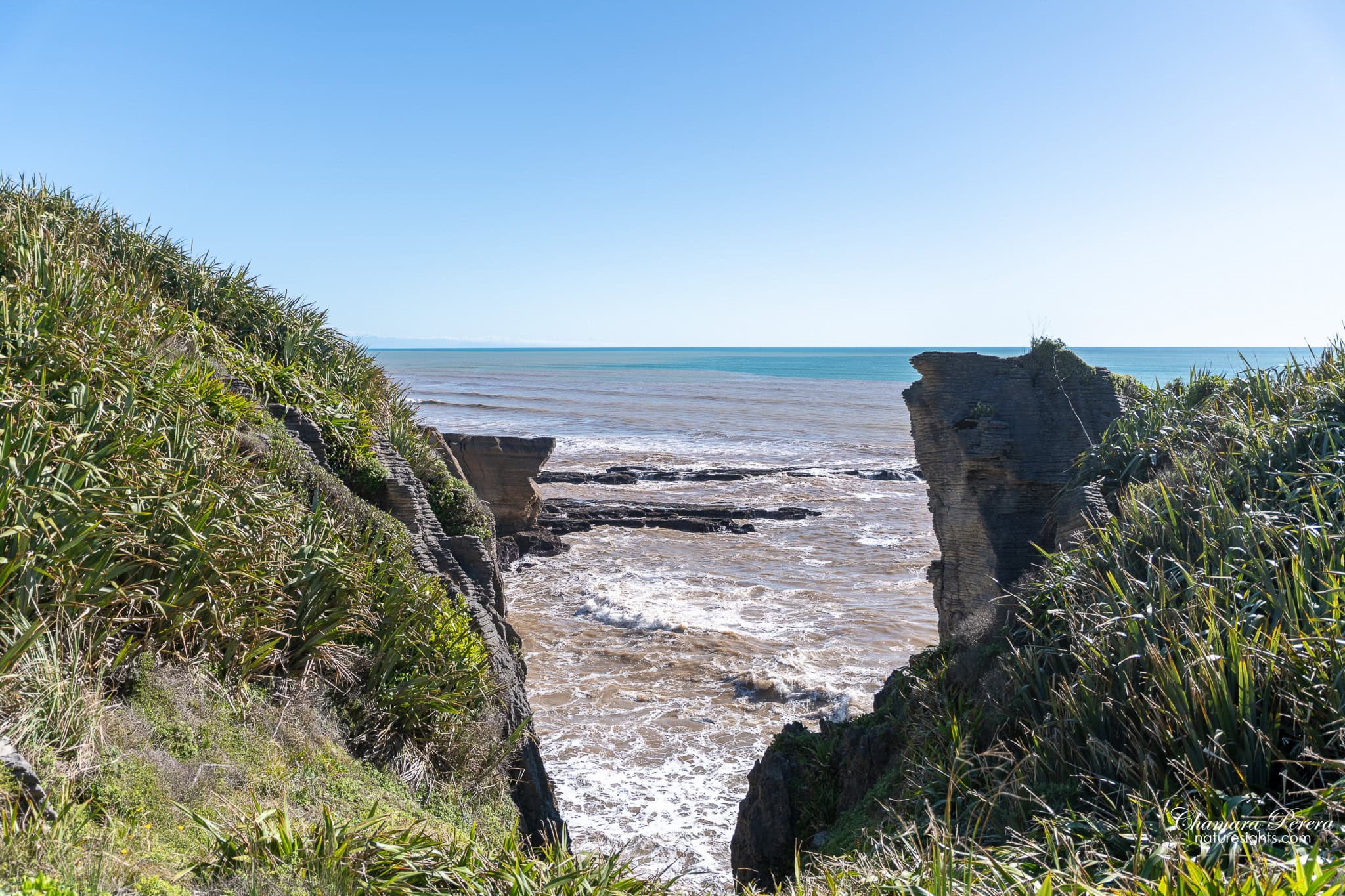 coastal view at Punakaiki Pancake Rocks New Zealand