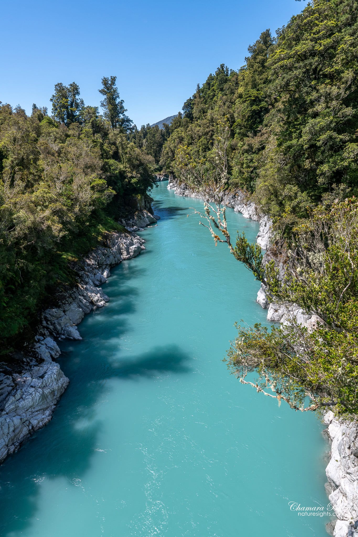 Hokitika Gorge suspension bridge view New Zealand