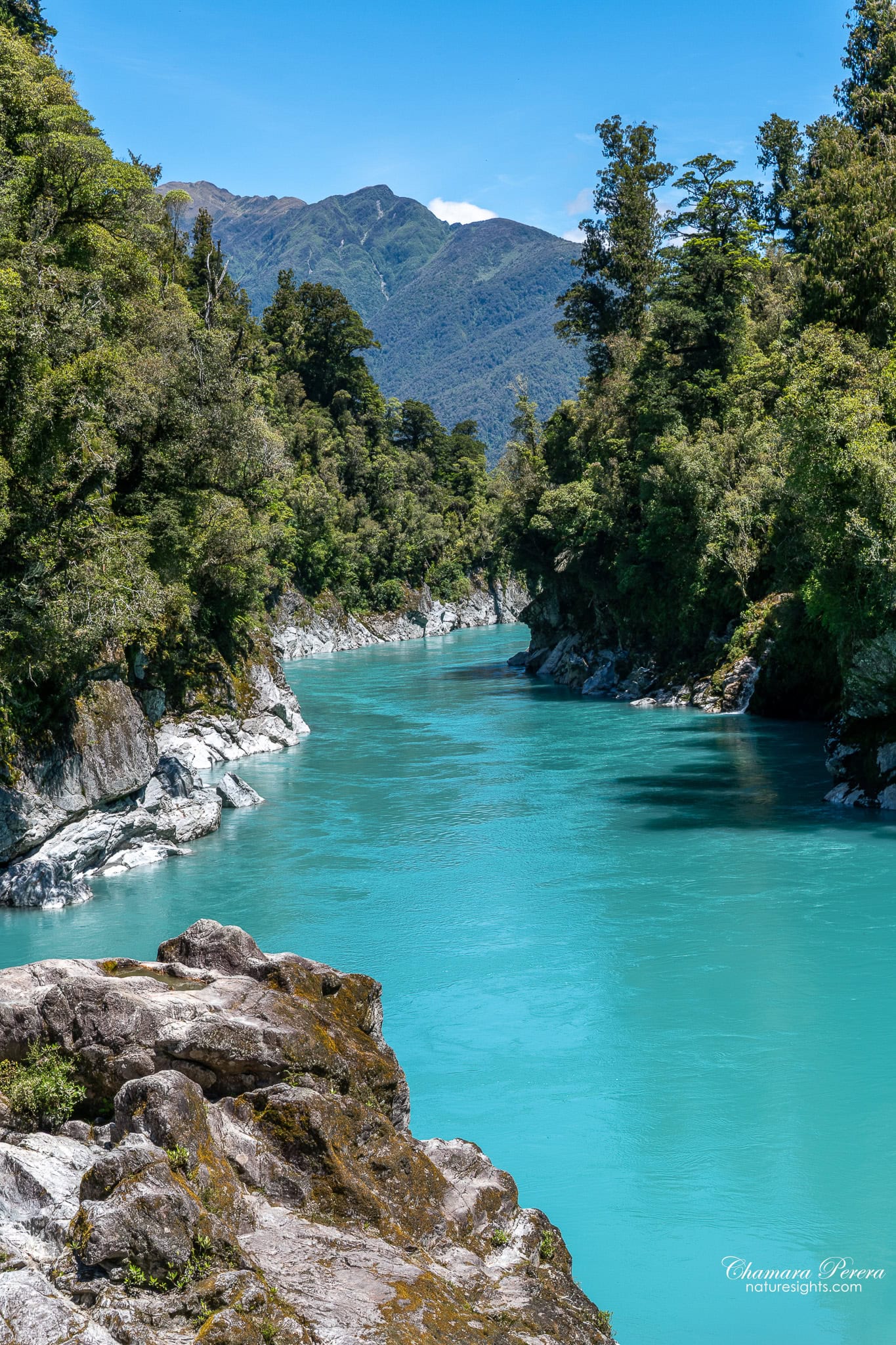 Hokitika River with Southern Alps in background New Zealand