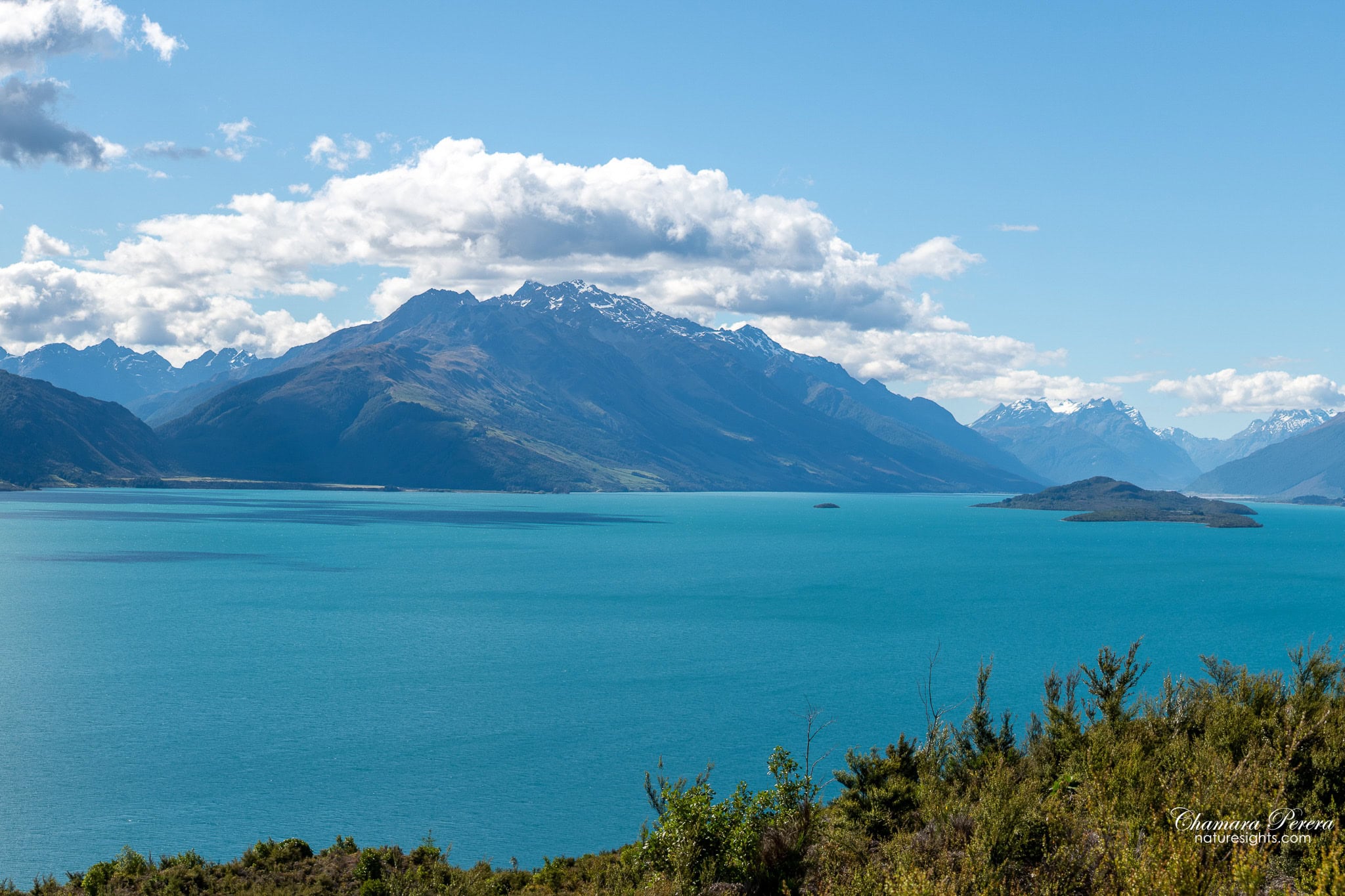 Lake Wakatipu mountains with snow Glenorchy New Zealand