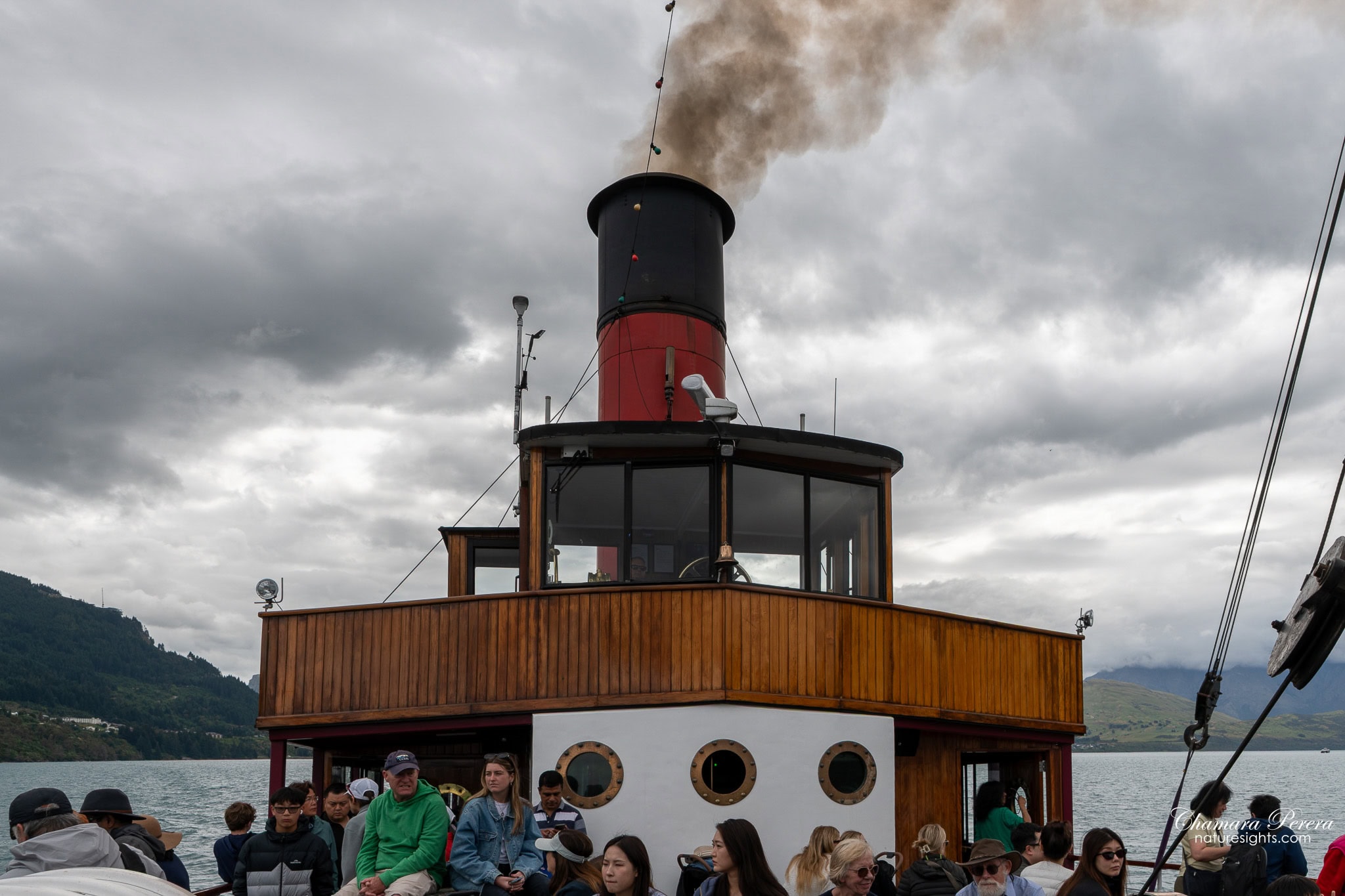 TSS Earnslaw funnel with steam Lake Wakatipu Queenstown New Zealand