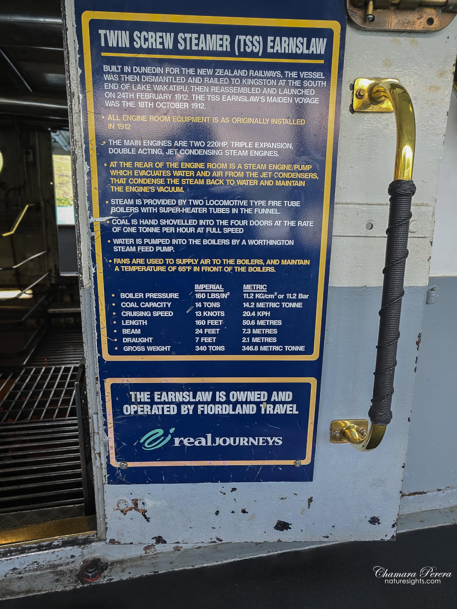 TSS Earnslaw history information board Queenstown New Zealand