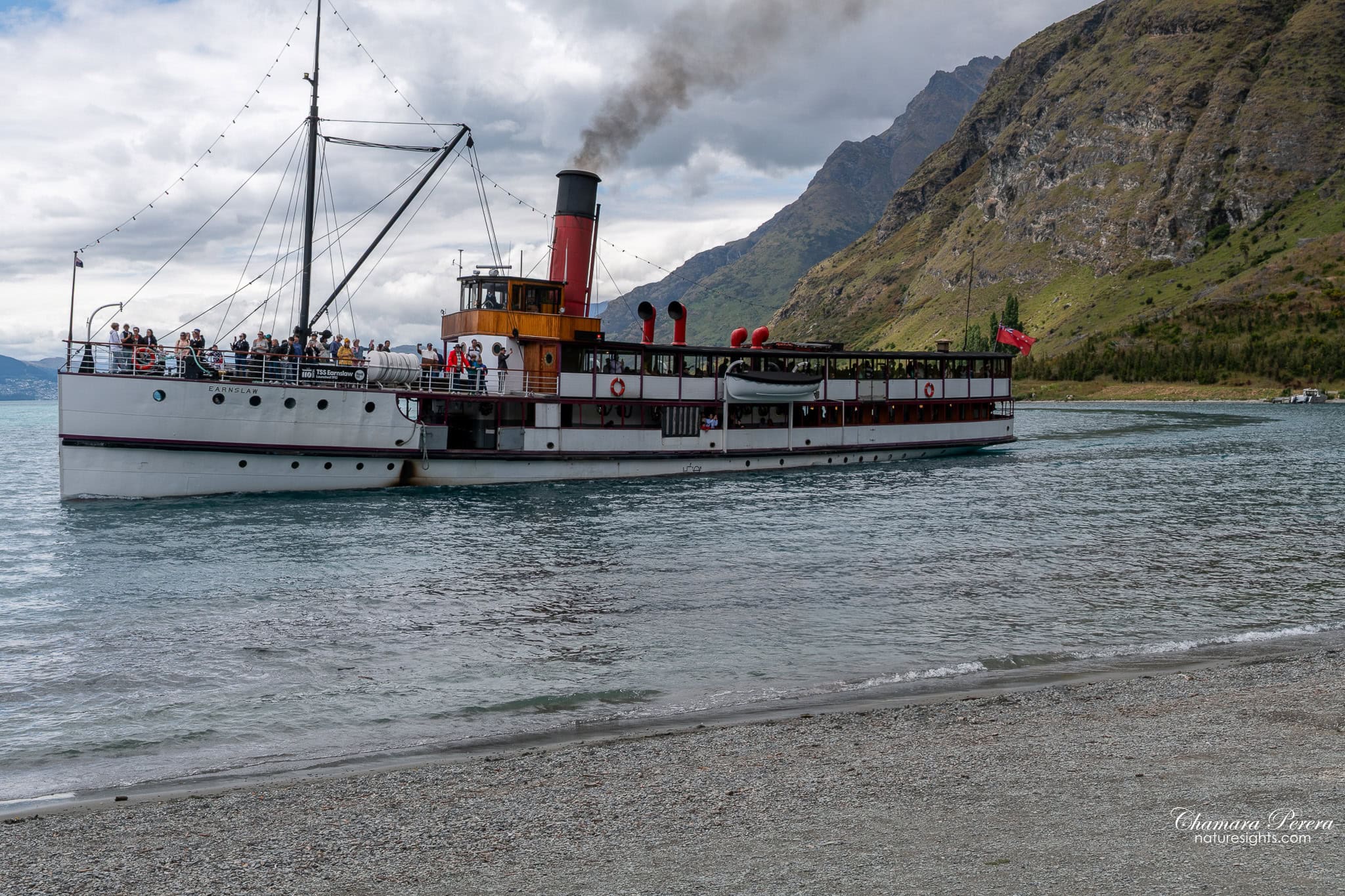 TSS Earnslaw at Walter Peak beach Queenstown New Zealand