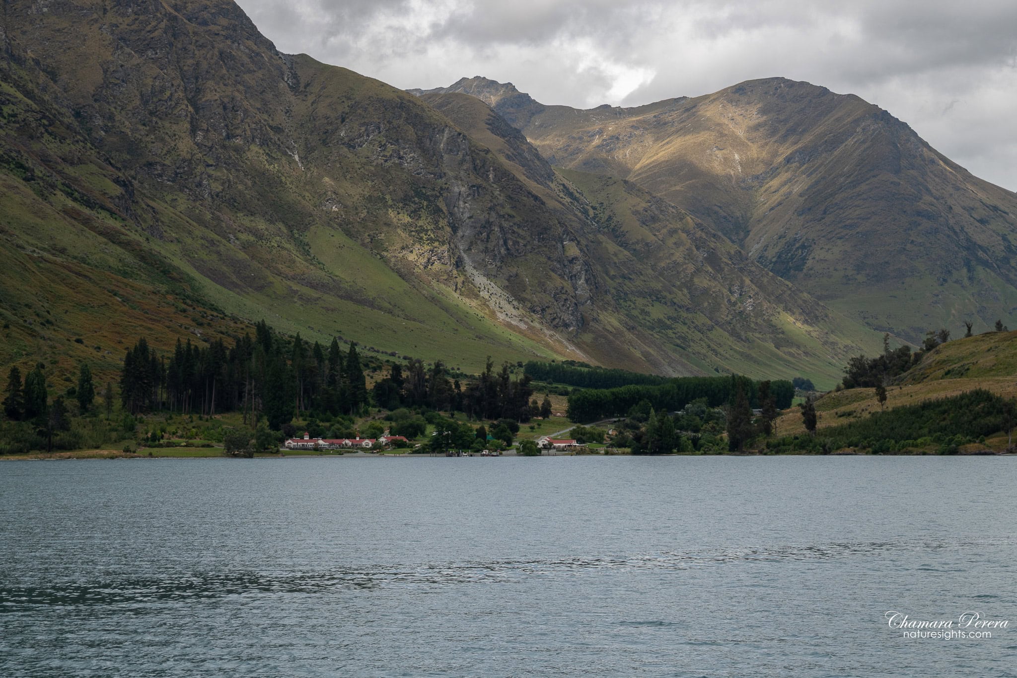 Walter Peak High Country Farm from Lake Wakatipu New Zealand